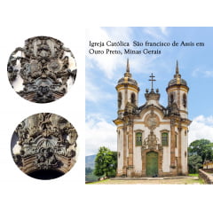 Anjo de pedra sabão semelhante aos anjos da fachada da Igreja São Francisco de Assis 