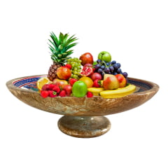 Fruteira redonda para por a mesa  de pedra sabão decorada 