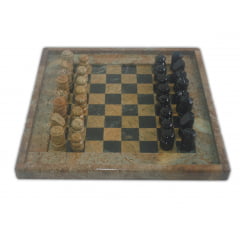 Jogo de Xadrez 2 beiral em pedra sabão xadrez e dama
