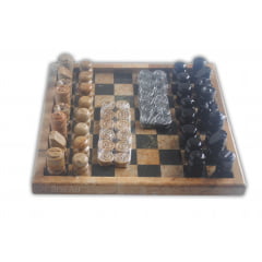 Xadrez jogo 2 em 1 Em pedra sabão lindíssimo xadrez e dama 