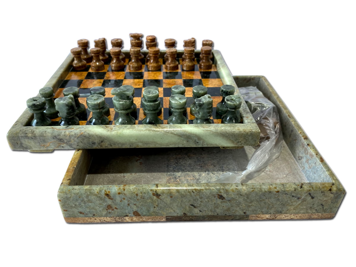 Tabuleiro de xadrez e dama 2 em 1 com porta peças